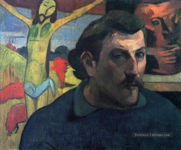  Autoportrait Tableaux - Autoportrait au Christ Jaune postimpressionnisme Primitivisme Paul Gauguin